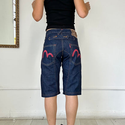 dark wash evisu denim shorts