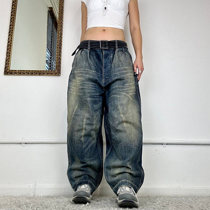 2000's baggy two tone jeans