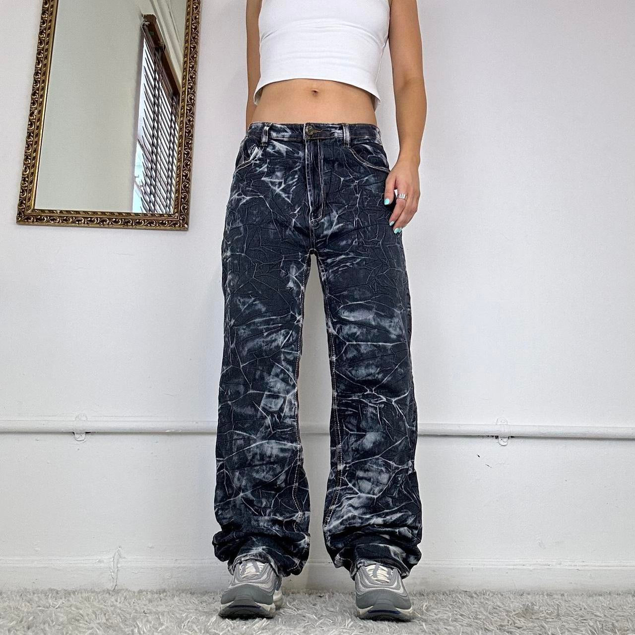 wide leg two tone jeans