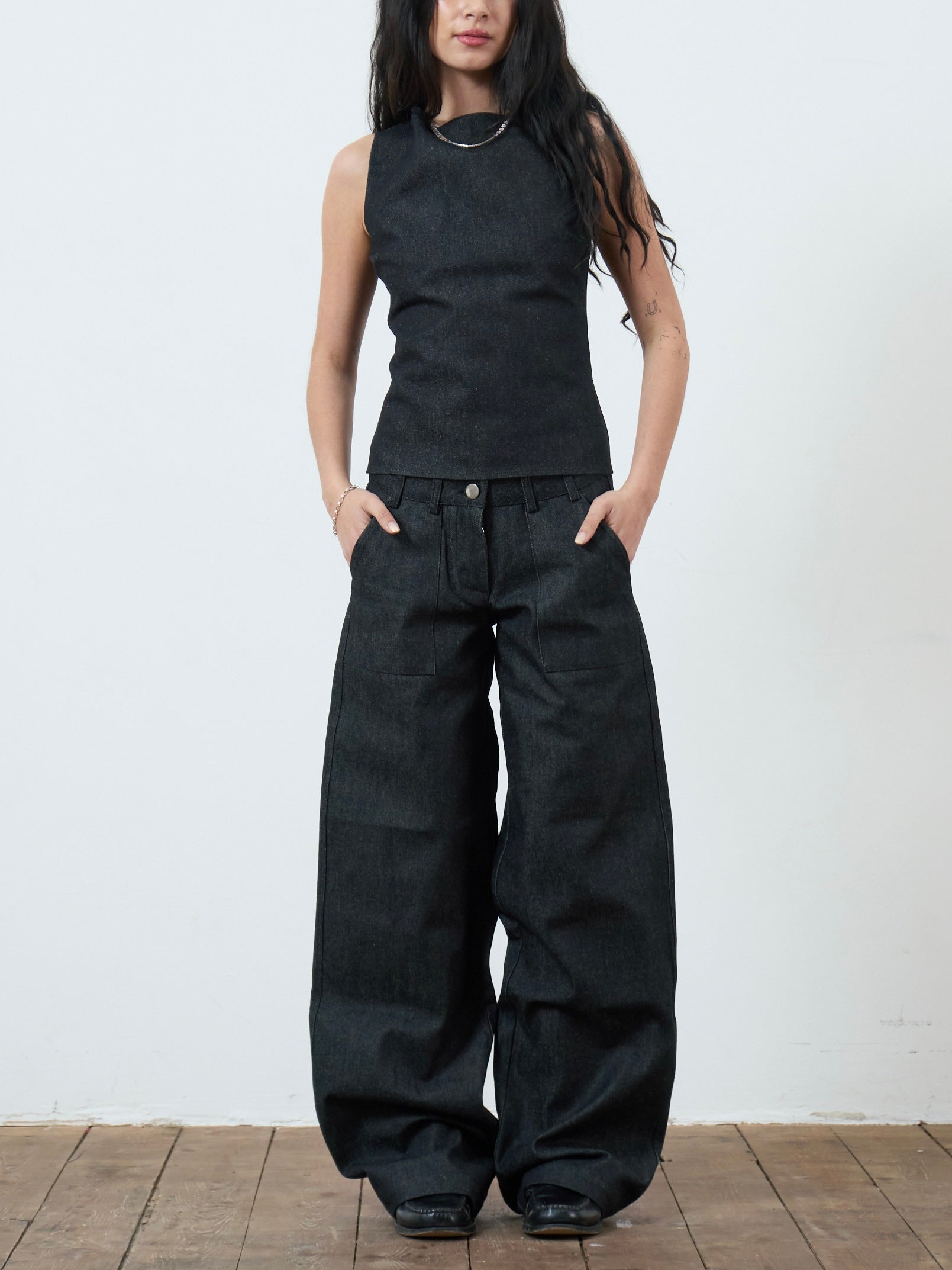 slouch jean - dark grey denim