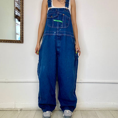 baggy dark wash denim dungarees by liberty