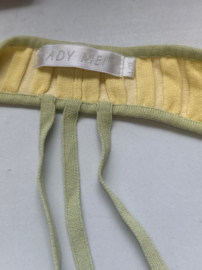 2000's yellow &green ribbed halter neck top