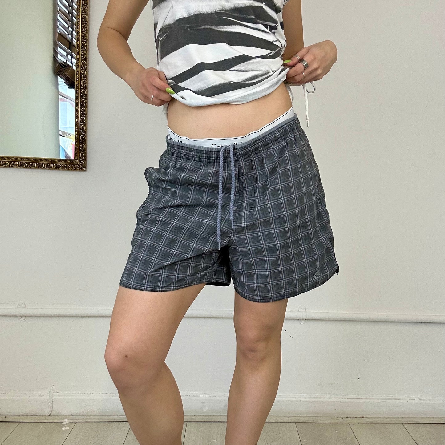 adidas checked grey boxer shorts