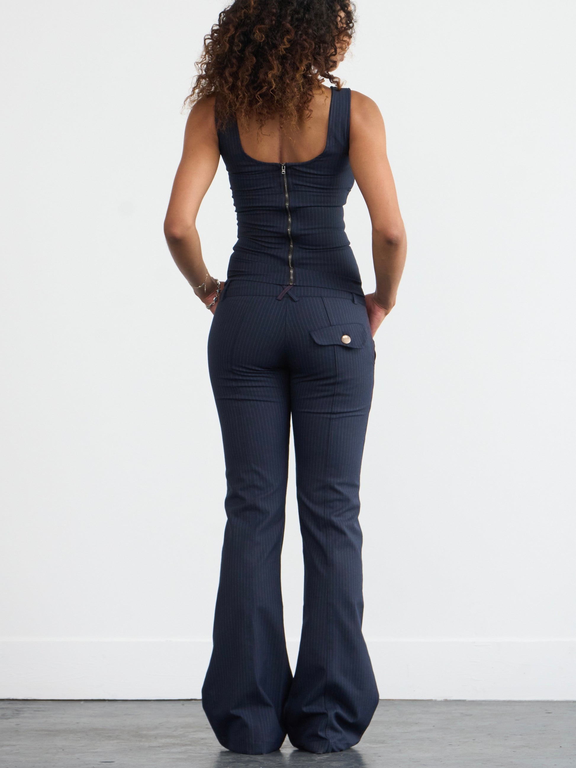 frankie trouser - navy pinstripe