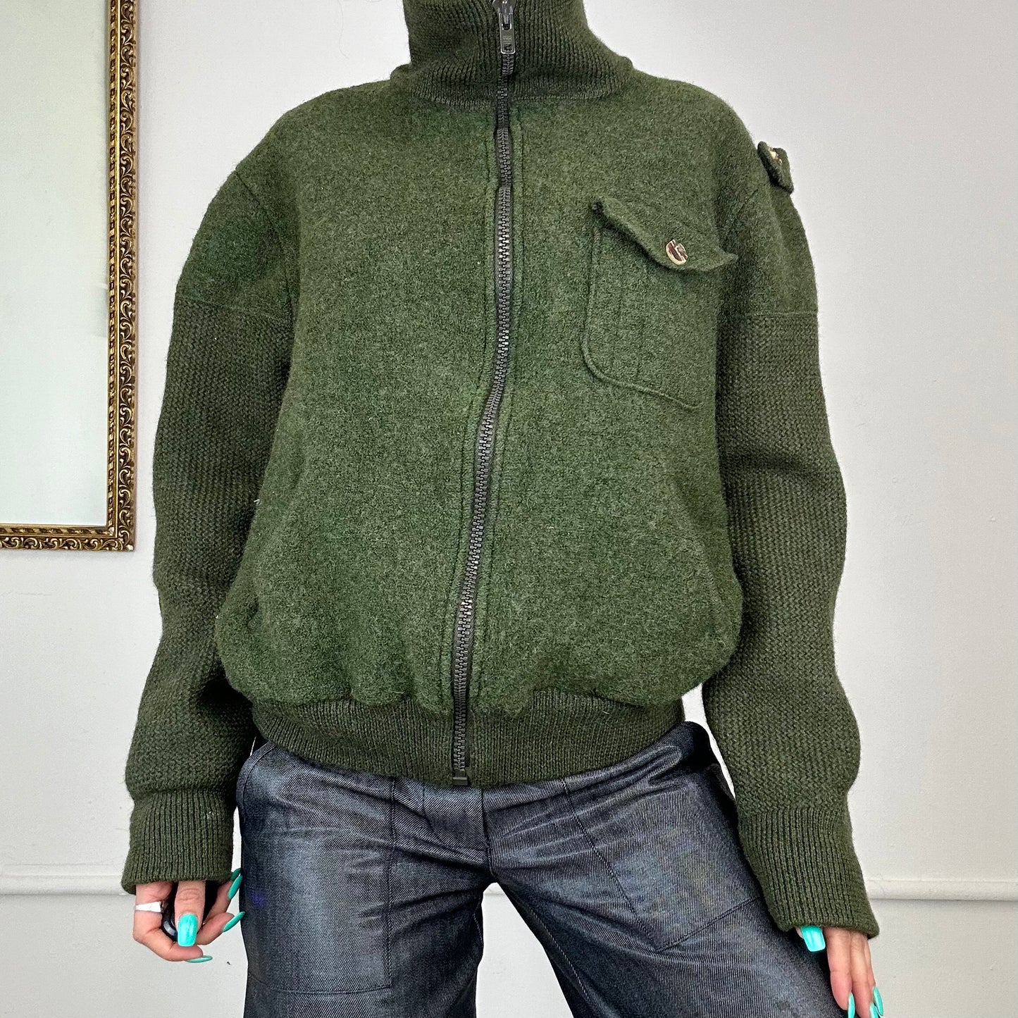 military style wool bomber jacket