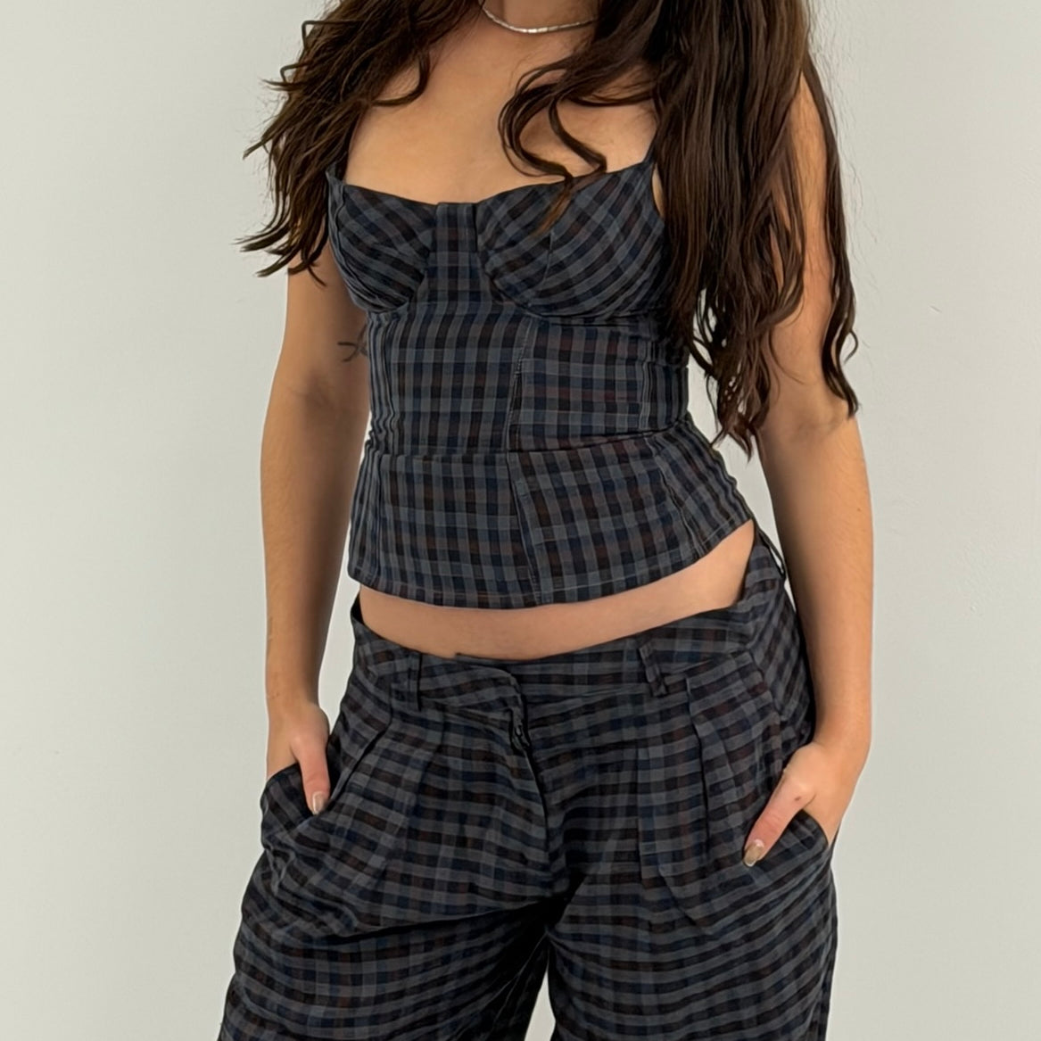 sienna top - gingham linen