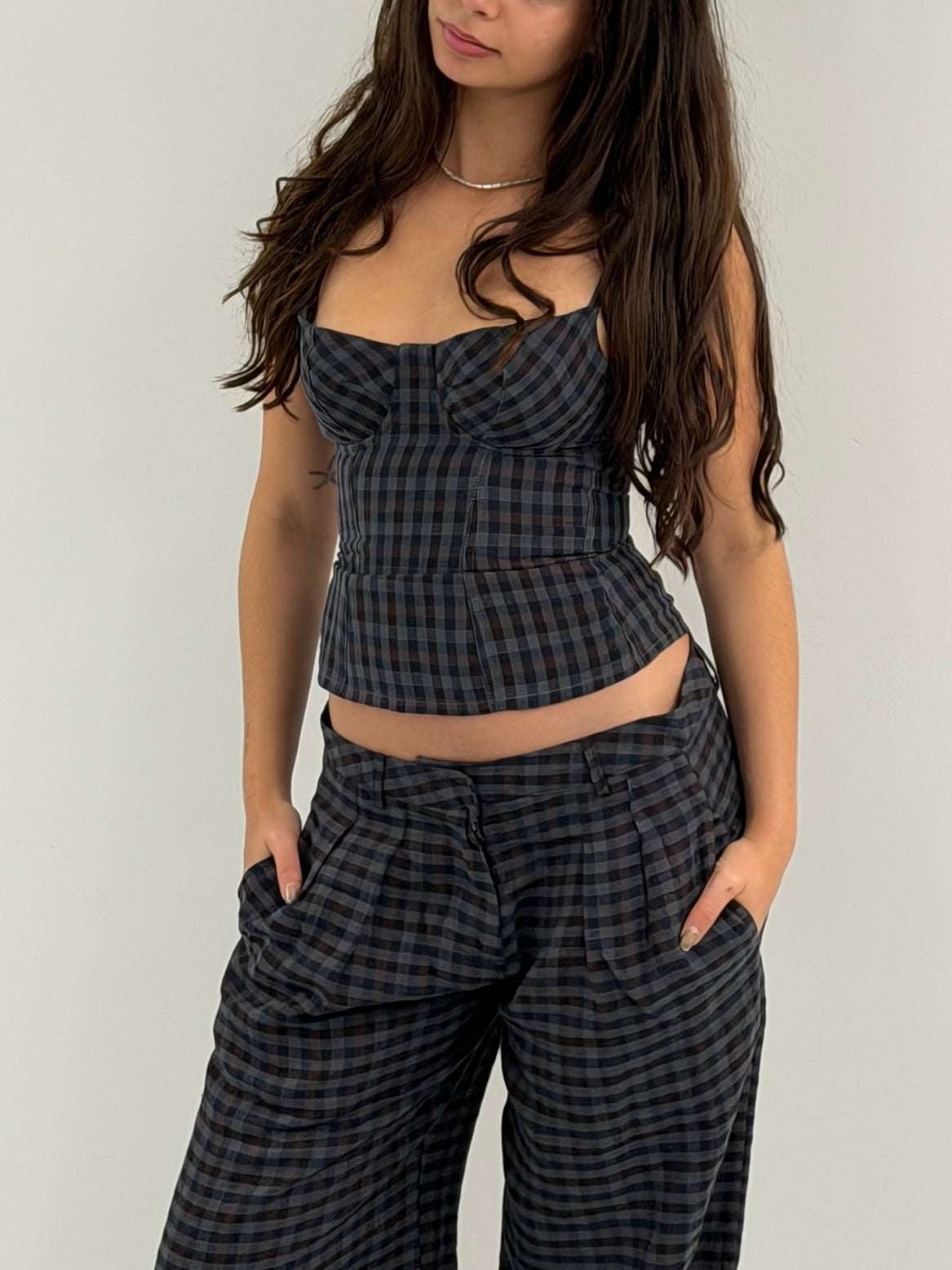 sienna top - gingham linen