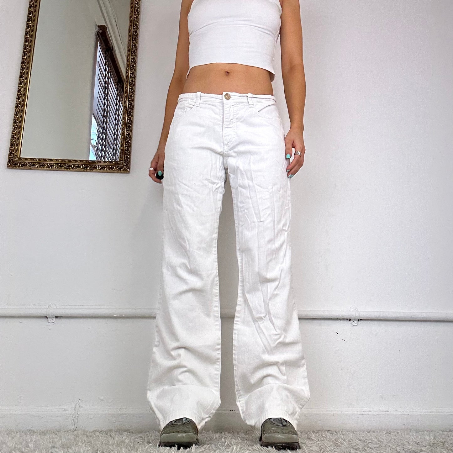 versace white wide leg jeans