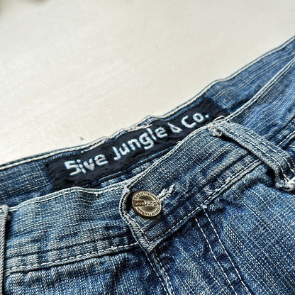 wide leg baggy embroidered jeans