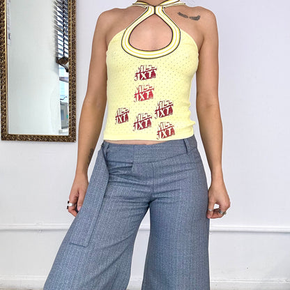 vintage yellow miss sixty halter neck clasp top