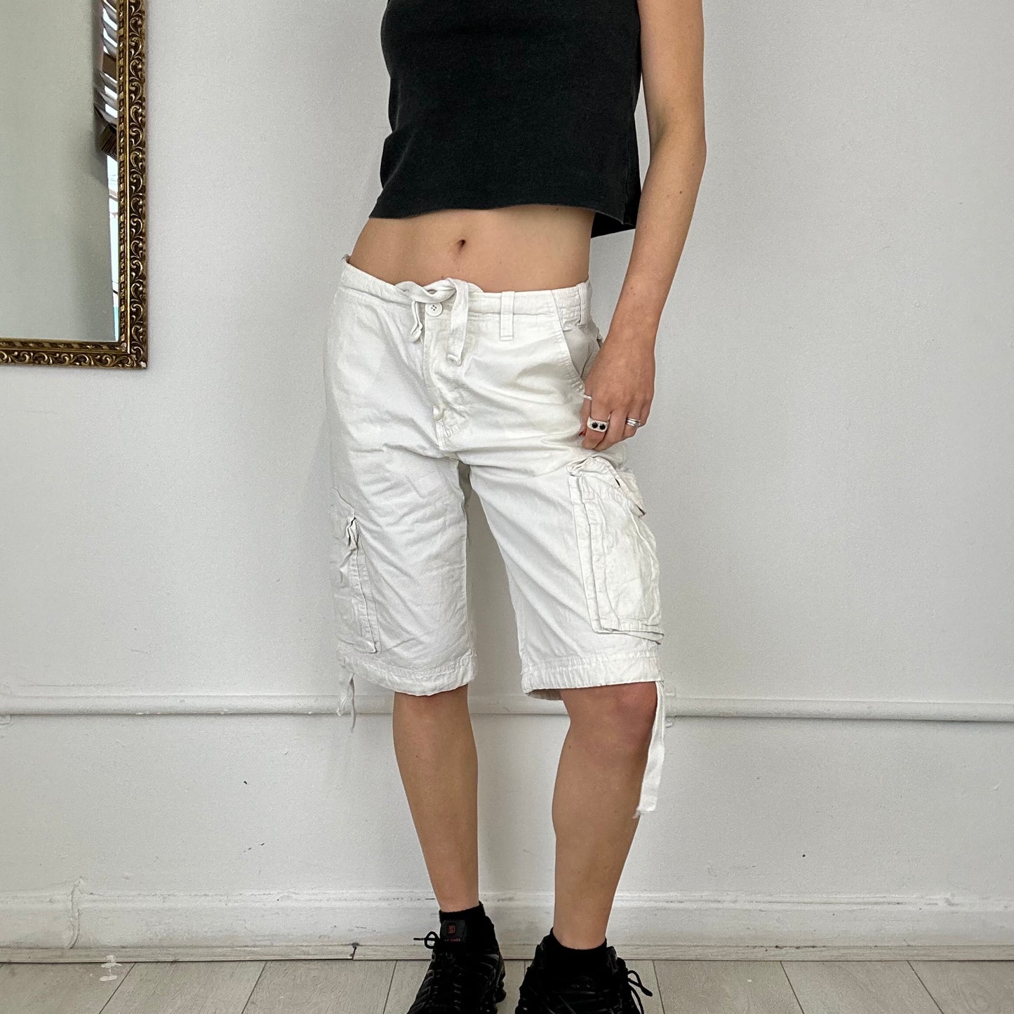 white cargo shorts by emporio armani