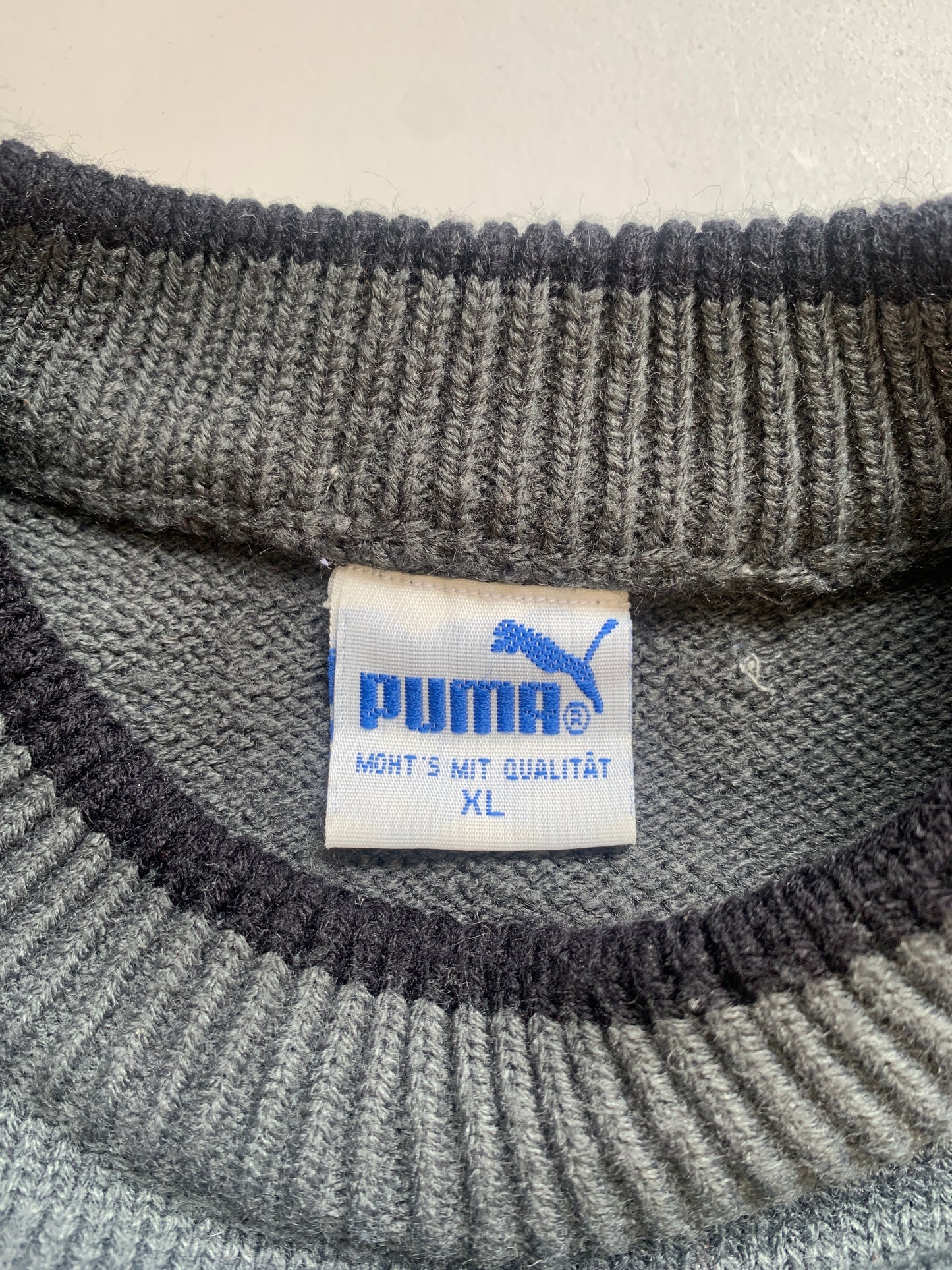 vintage puma grey knitted jumper