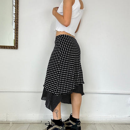 2000s black and white polka dot skirt