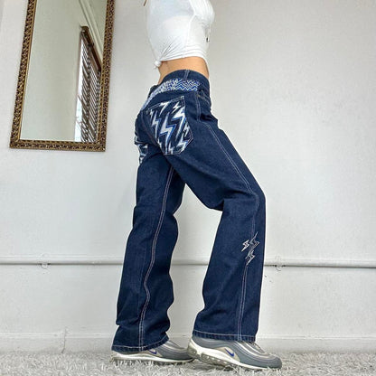 2000's embroidered baggy jeans