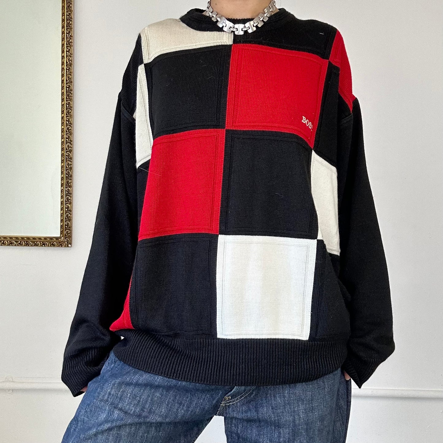 vintage hugo boss block jumper