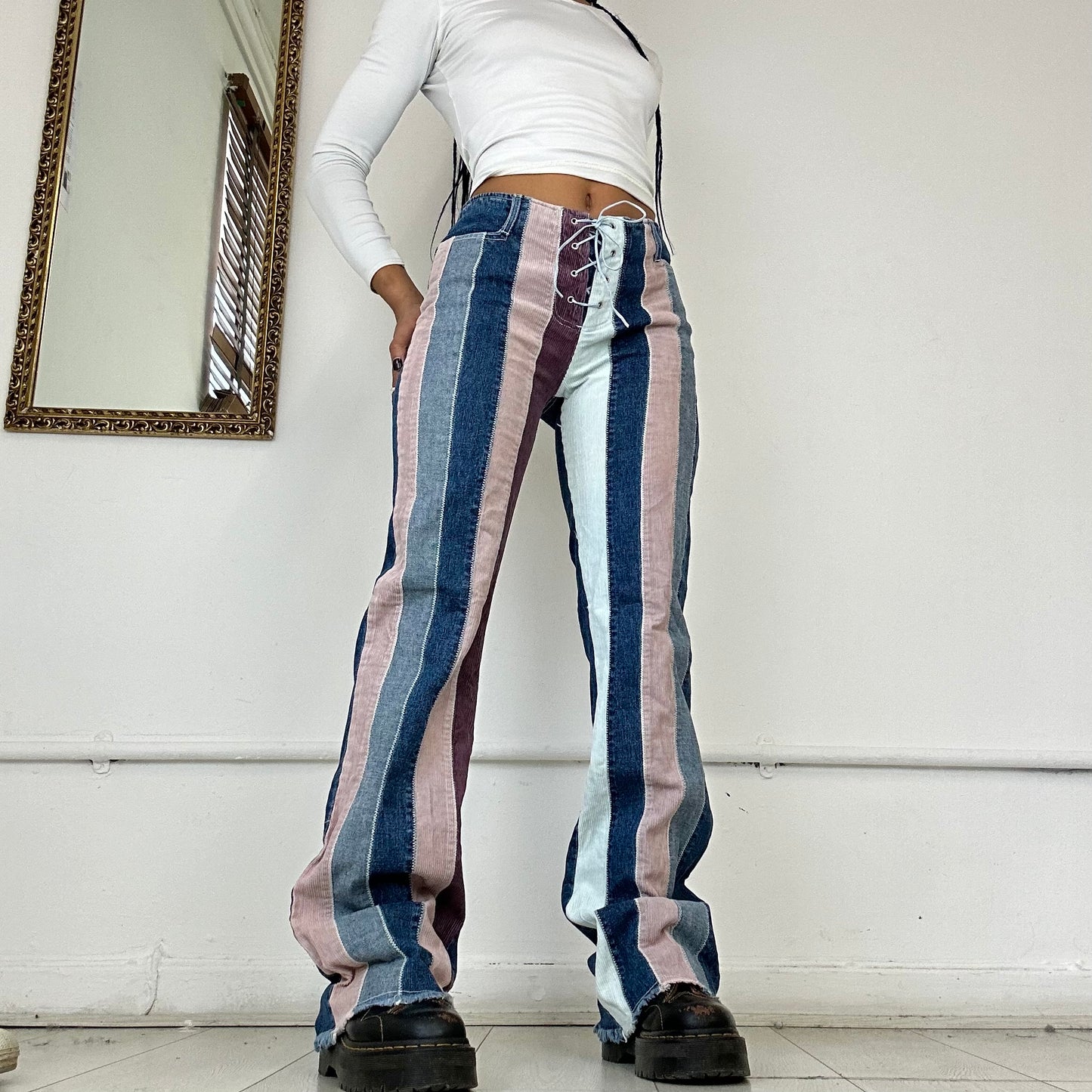 2000’s striped flared jeans