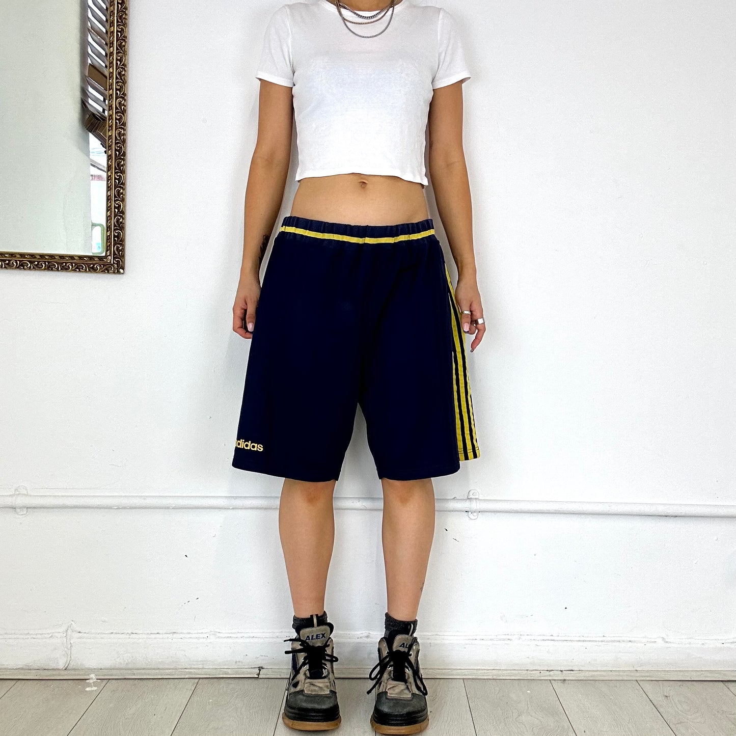 navy & yellow vintage adidas basketball shorts