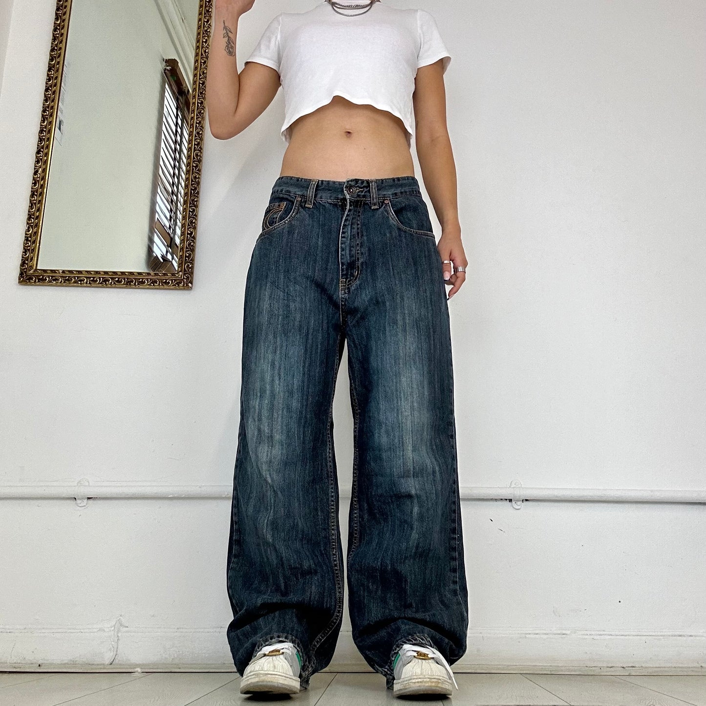 90's dark blue baggy jeans