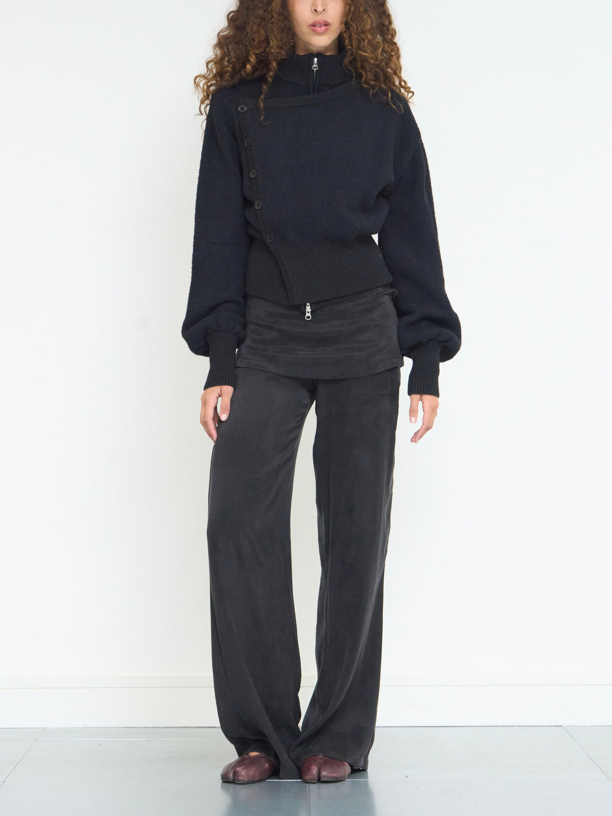rowan button jumper - black knit