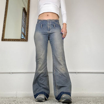 2000's flared distressed jeans