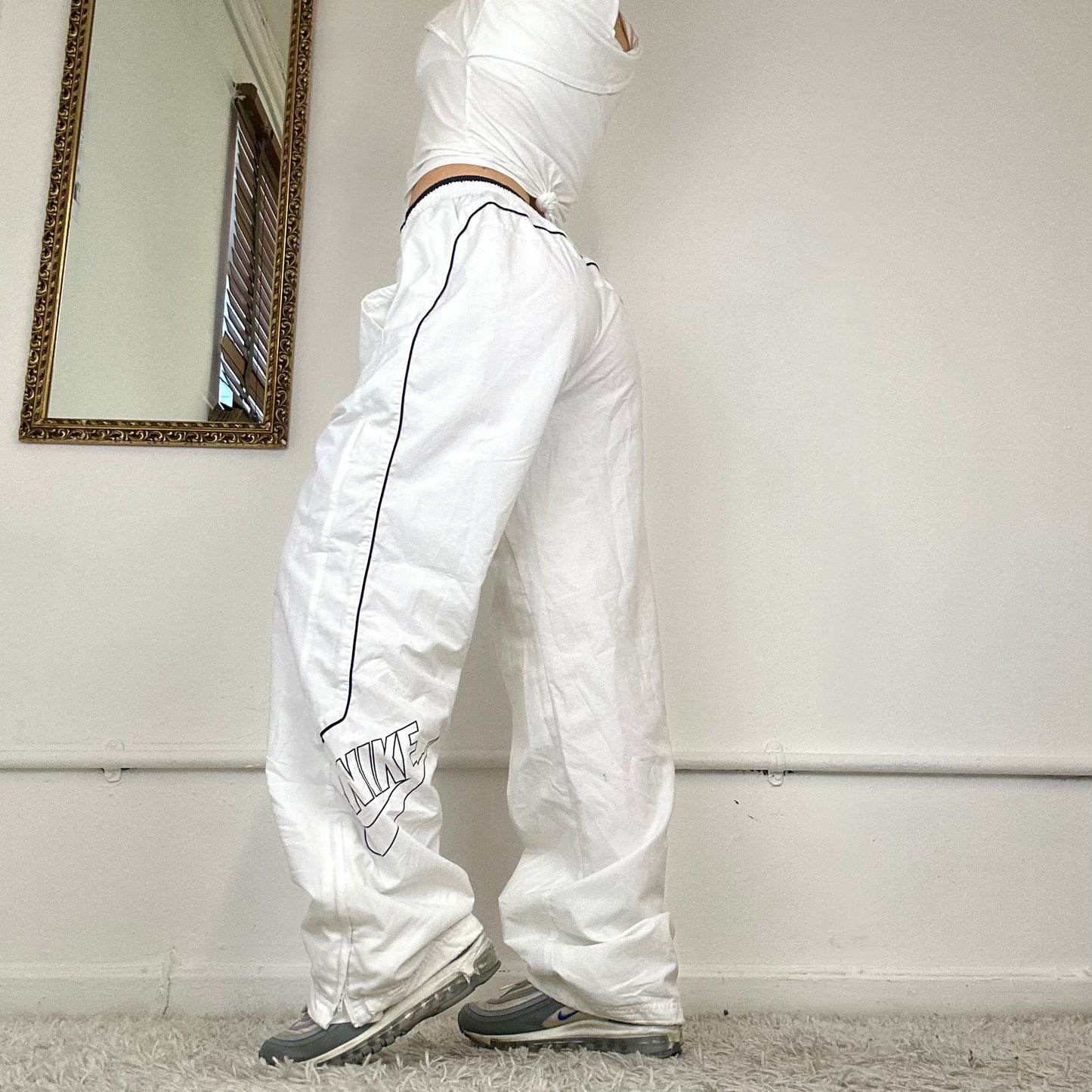 vintage white nike tracksuit bottoms