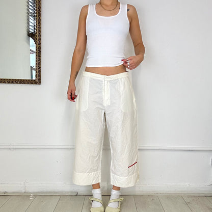 vintage prada capri white cargo trousers