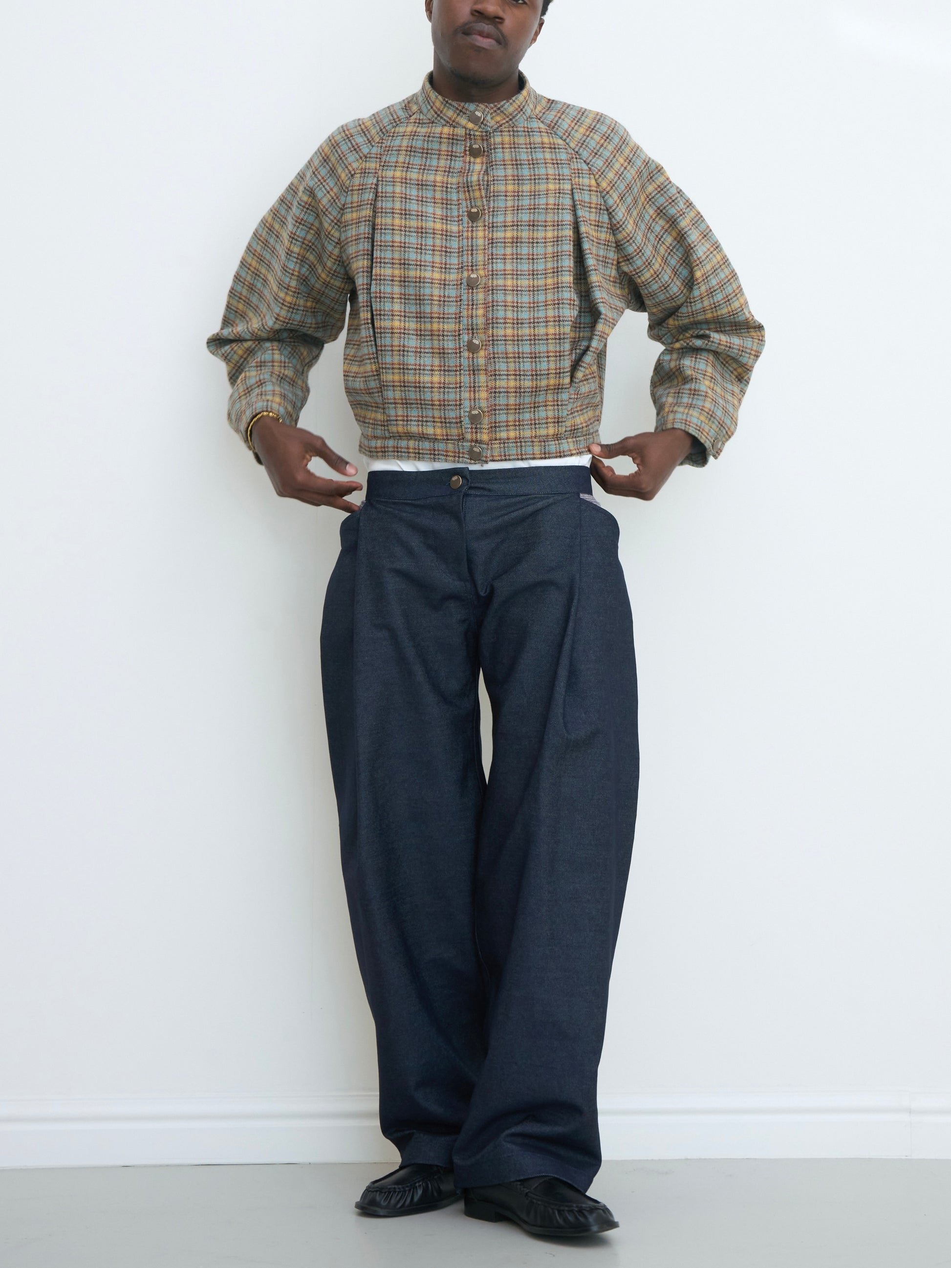 arden jacket - sandstone plaid wool