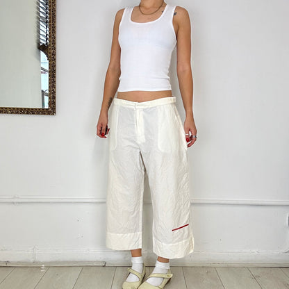 vintage prada capri white cargo trousers