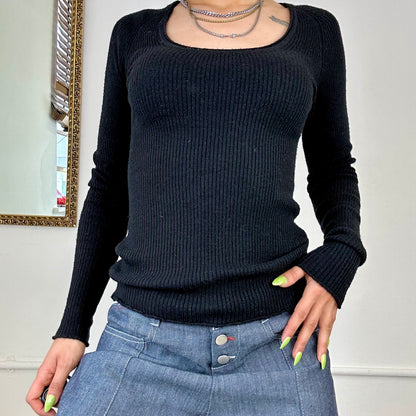 calvin klein knitted black long sleeve top