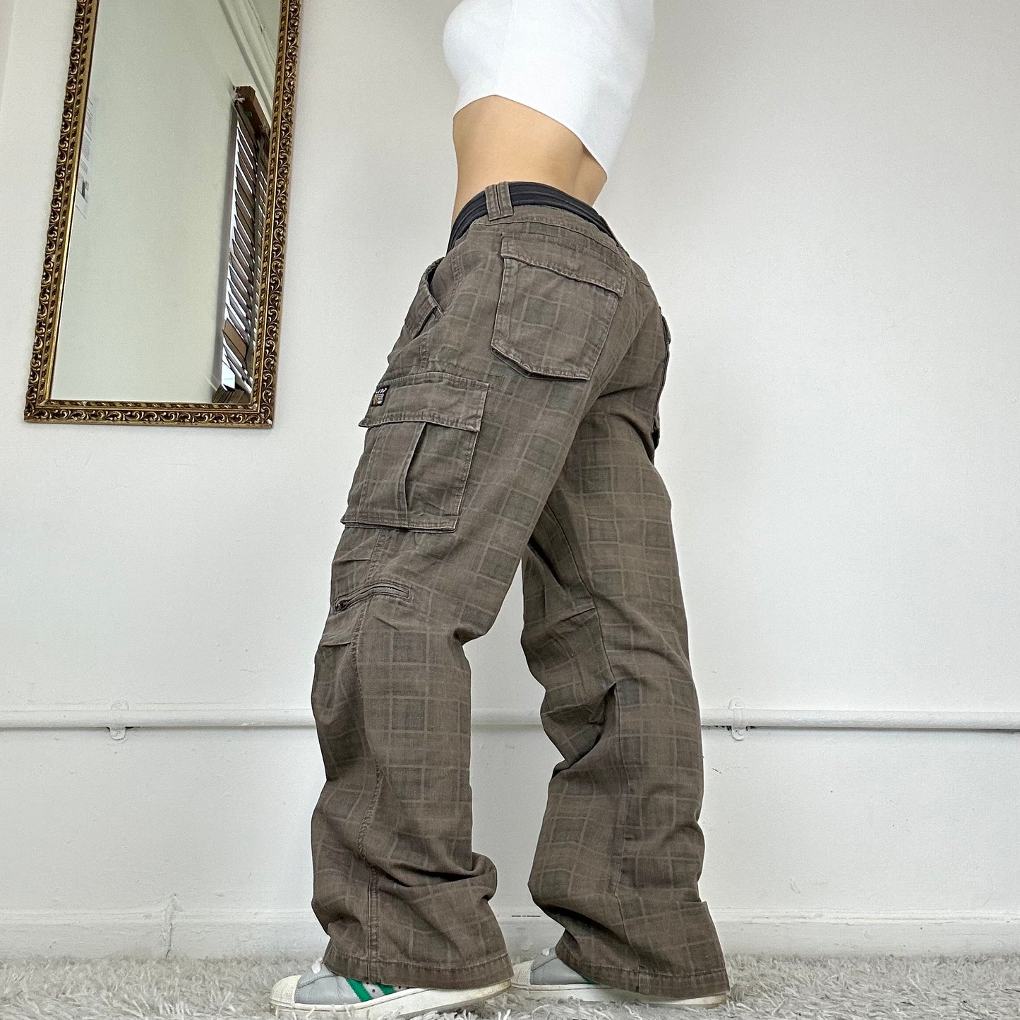 baggy checkered cargo trousers