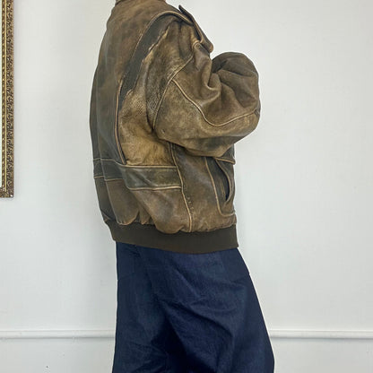 vintage leather bomber jacket