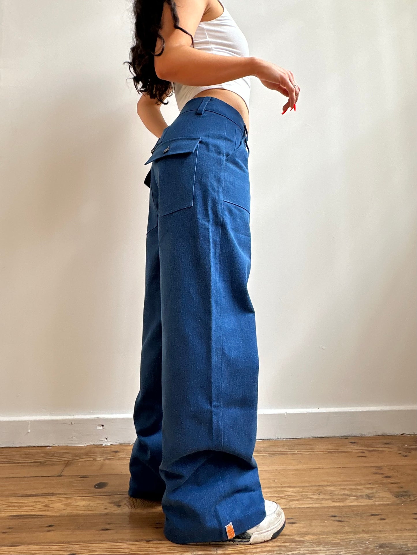 the slouch in mid wash denim