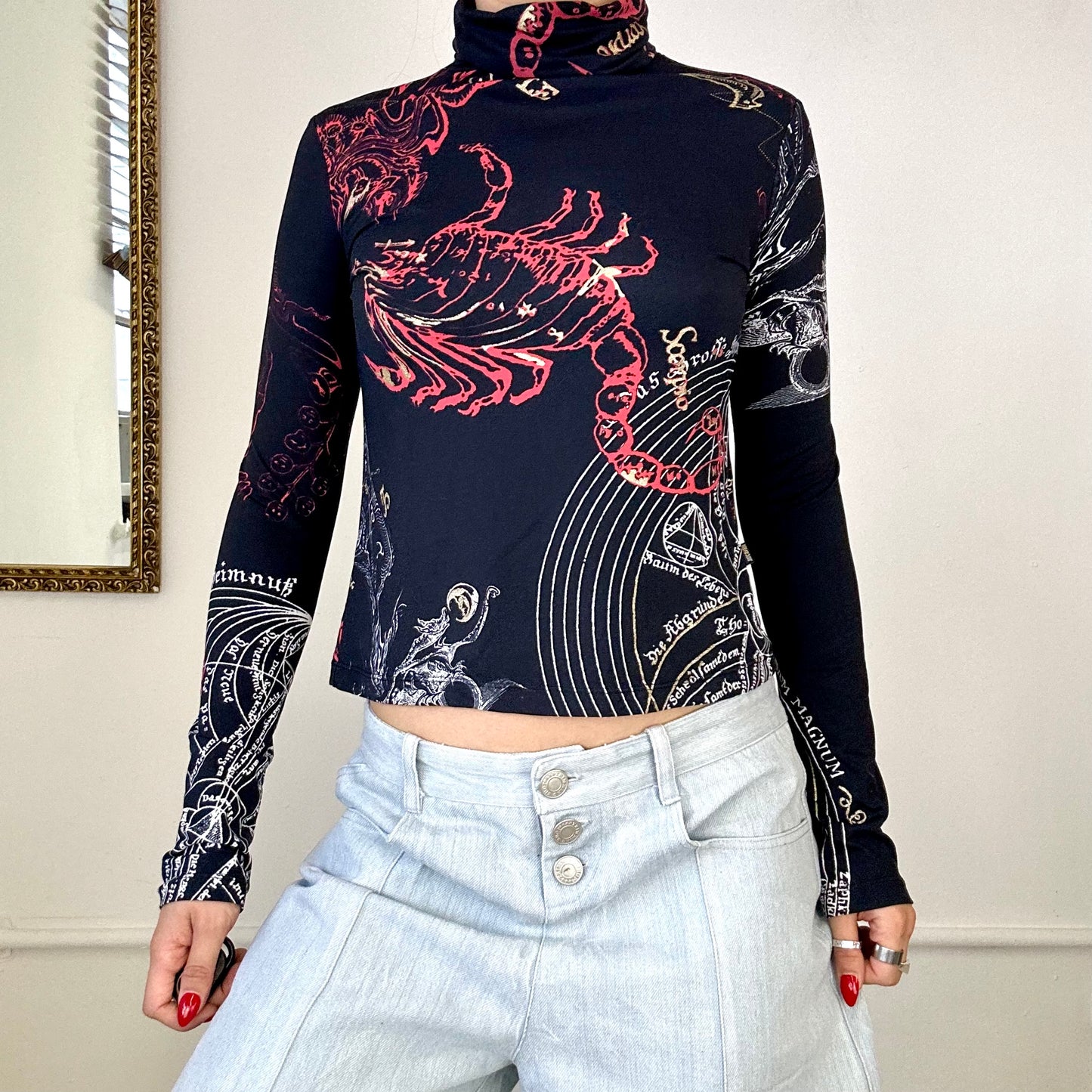 just cavalli graphic print patterned turtleneck top