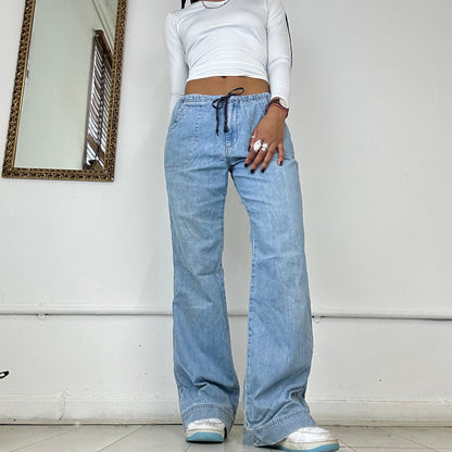 00's light denim drawstring jeans