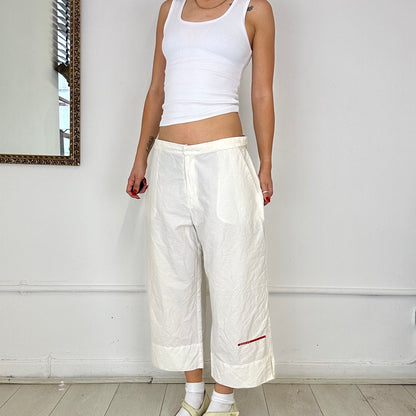 vintage prada capri white cargo trousers