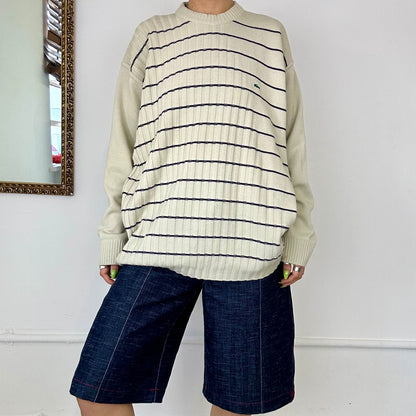 vintage cream striped knitted lacoste jumper