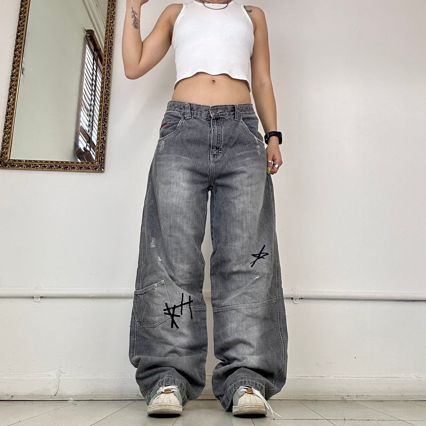 90's grey baggy washed jeans