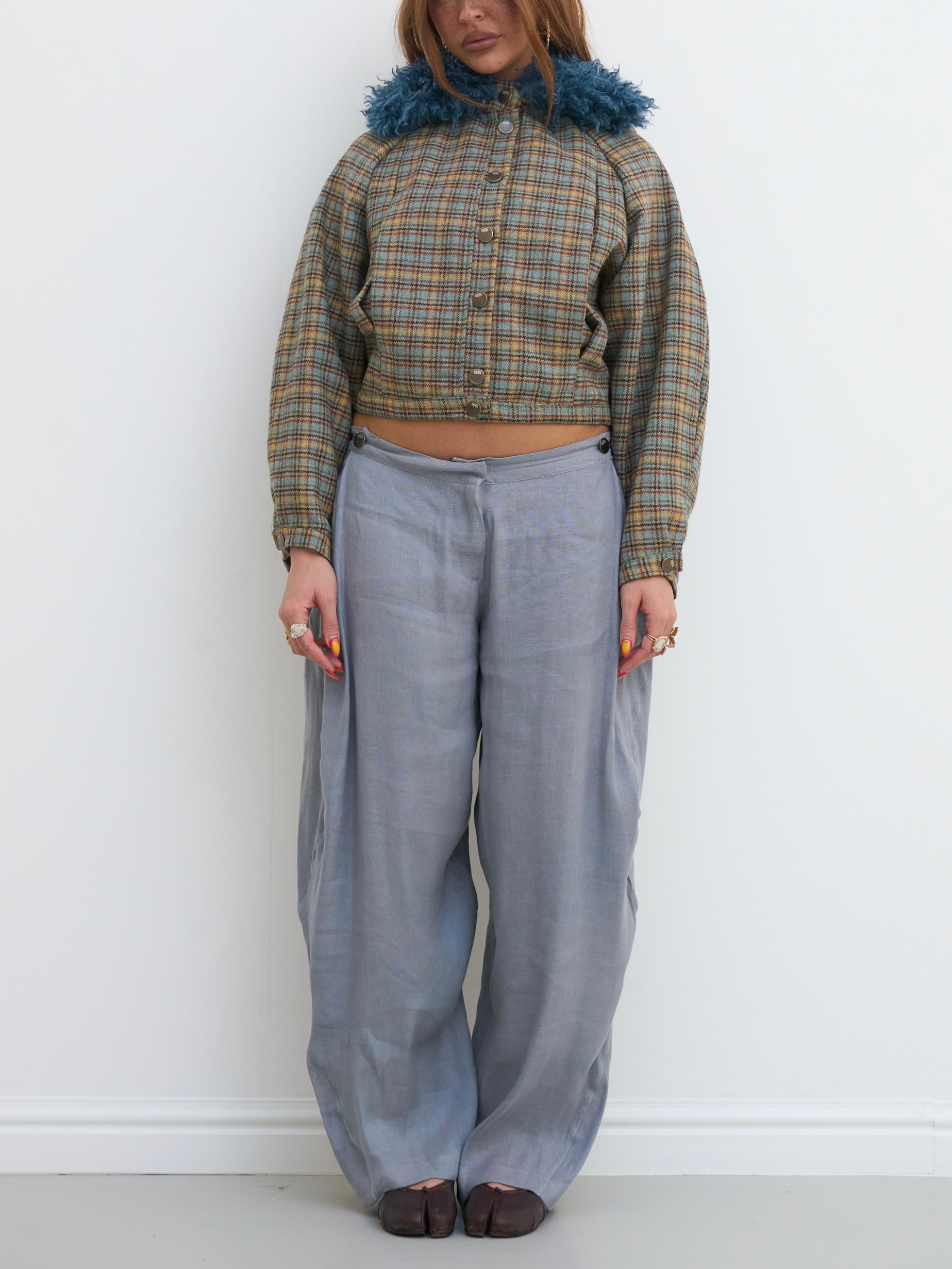 arden jacket - sandstone plaid wool