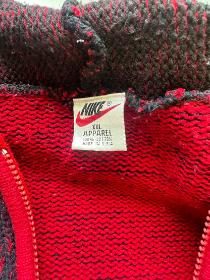 red vintage zip up nike knit jumper