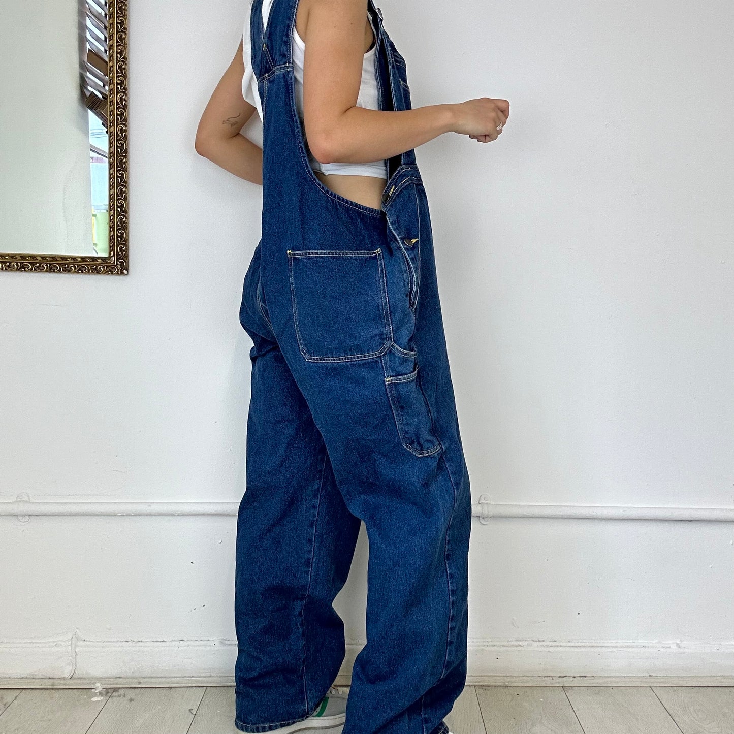 vintage baggy dark wash denim dungarees