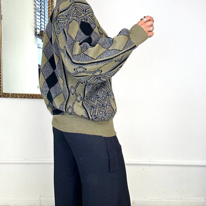 vintage patterned knitted jumper