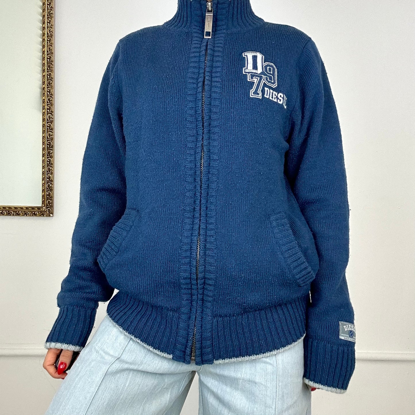 vintage diesel blue knit jumper