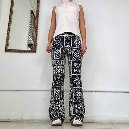 vintage moschino patterned flared trousers