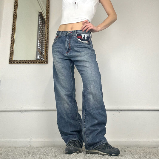 baggy skate jeans with embroidered pockets