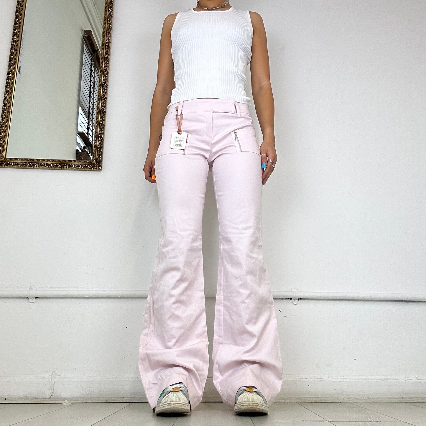 2000's pink flared trousers