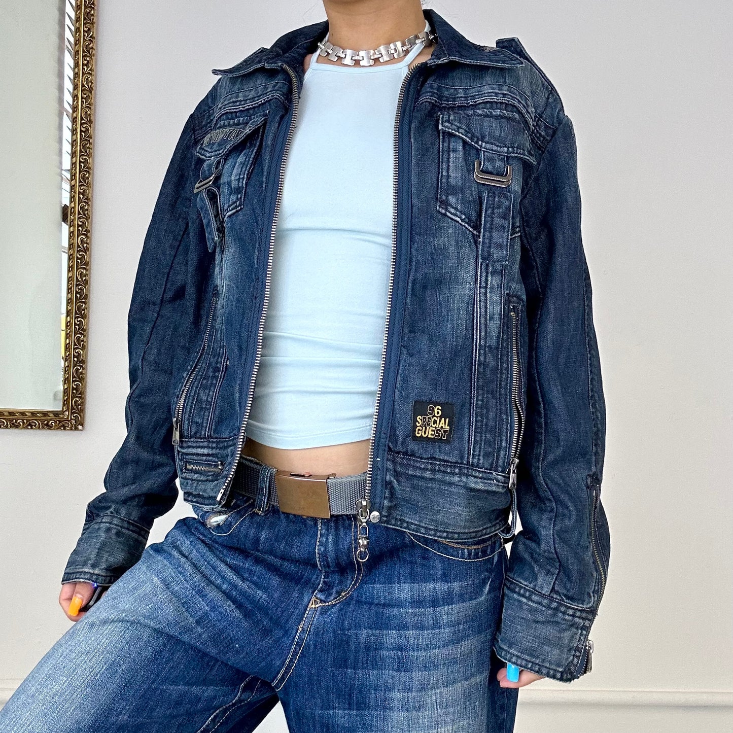 00's denim zip up jacket