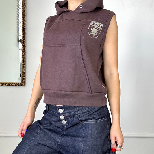 fiorucci vintage sleeveless brown hoodie