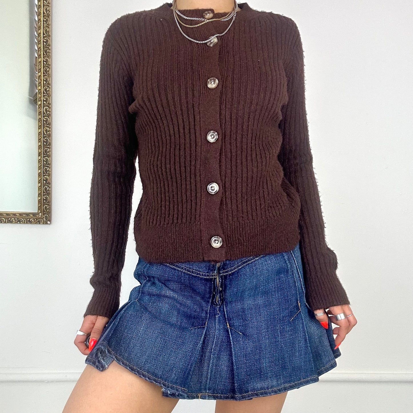 vintage brown knitted cardigan