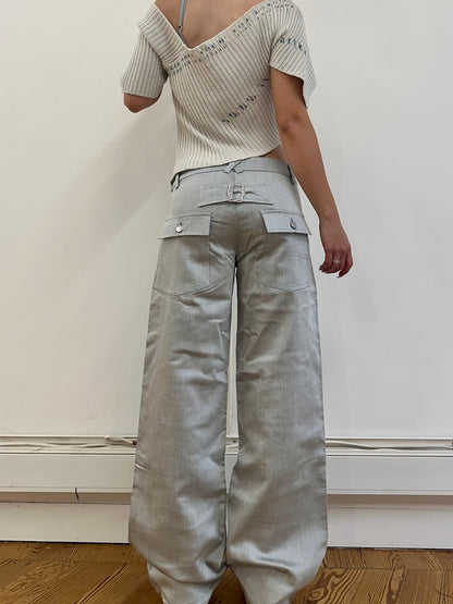 the slouch in shiny grey denim - size small - sample