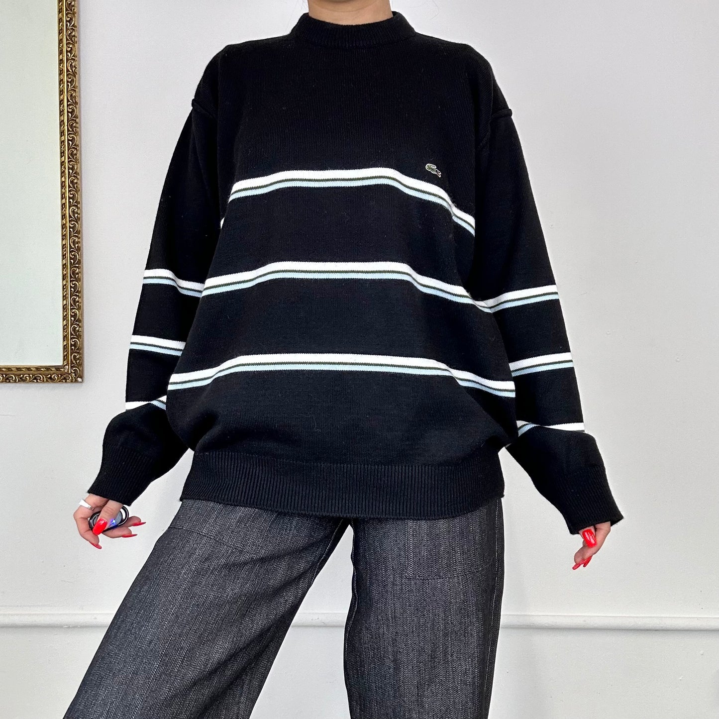 vintage lacoste striped knitted jumper